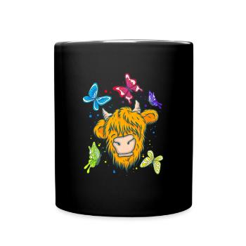 Scottish Highland Cow Cattle Cow Whisperer Farming - Tasse einfarbig - Schwarz - Vorne