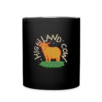 Scottish Highland Cow Cattle Cow Whisperer Farming - Tasse einfarbig - Schwarz - Vorne