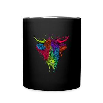 Scottish Highland Cow Cattle Cow Whisperer Farming - Tasse einfarbig - Schwarz - Vorne