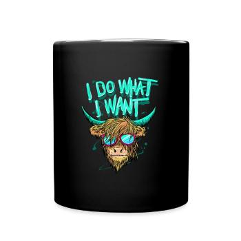 Je fais ce que je veux Scottish Highland Cow Cattle - Mug uni - noir - Devant
