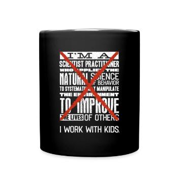 Je travaille avec des enfants, des enseignants - Mug uni - noir - Devant