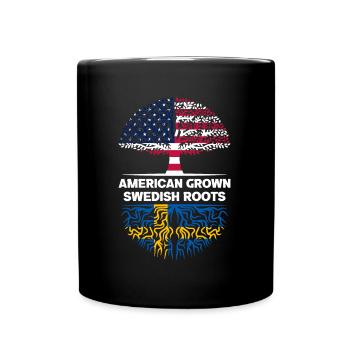 American grown Swedish Roots Sweden - Full Colour Mug - black - Front