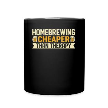 Homebrewing Cheaper Than Therapy Beer Brewing - Full Colour Mug - black - Front