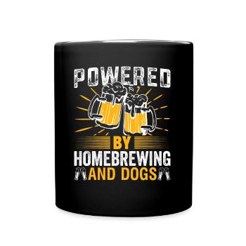 Powered By Homebrewing And Dogs Puppy Lover - Full Colour Mug - black - Front