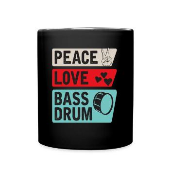 Peace Love Bass Drum Instrument de musique - Mug uni - noir - Devant
