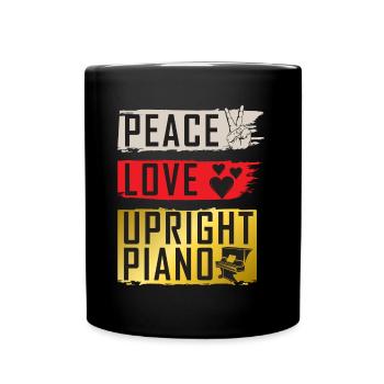 Peace Love Upright Piano Piano Player - Full Colour Mug - black - Front