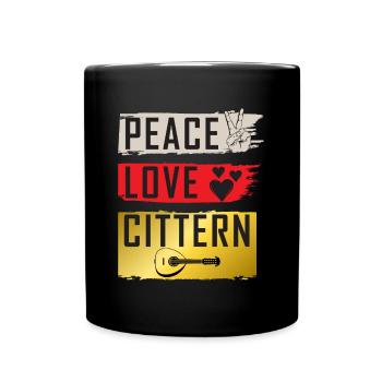 Peace Love Cittern Irish Step dancing - Full Colour Mug - black - Front