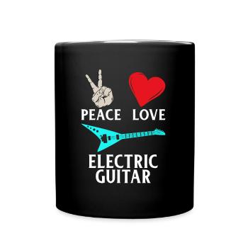 Peace Love Electric Guitar Guitarists - Tasse einfarbig - Schwarz - Vorne