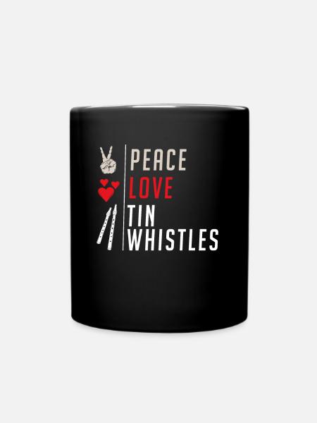 Peace Love Tin Whistles Instrument de musique - Mug uni - noir