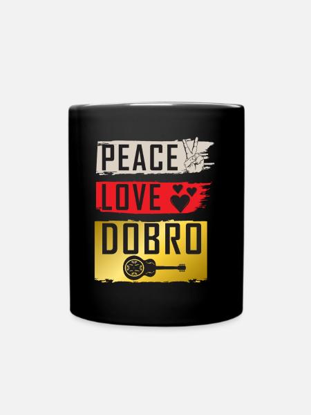 Peace Love Dobro Instrument de guitare - Mug uni - noir