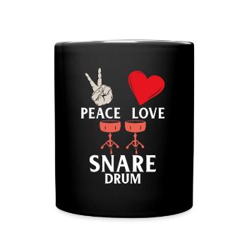 Peace Love Caisse claire Instrument de caisse claire - Mug uni - noir - Devant