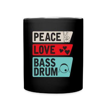 Peace Love Bass Drum Instrument Musique - Mug uni - noir - Devant