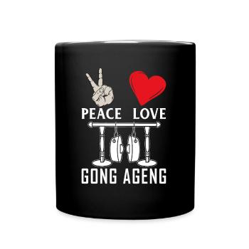 Peace Love Gong Ageng Indonesian Music - Full Colour Mug - black - Front