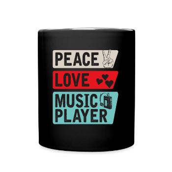 Peace Love Music Player Music Lovers - Tasse einfarbig - Schwarz - Vorne