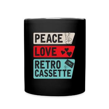 Peace Love Retro Cassette Instrument - Tasse einfarbig - Schwarz - Vorne
