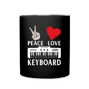 Peace Love Keyboard Piano Keyboard - Full Colour Mug - black - Front