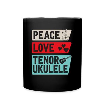 Peace Love Tenor Ukulélé Ukulélé Joueur - Mug uni - noir - Devant