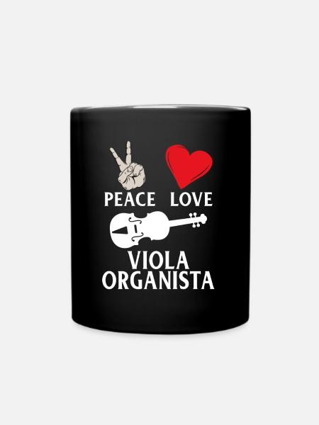 Peace Love Viola Organista Instrument - Full Colour Mug - black
