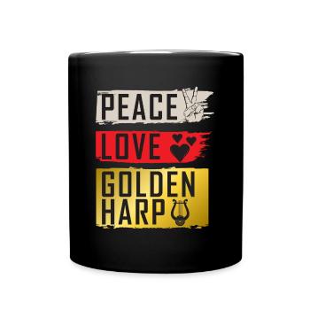 Peace Love Golden Harp Instrument - Tasse einfarbig - Schwarz - Vorne