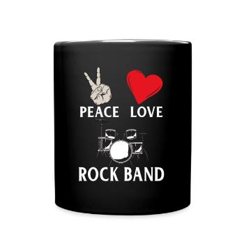 Peace Love Rock Band Music Instrument - Tasse einfarbig - Schwarz - Vorne