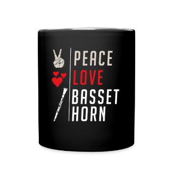 Peace Love Basset Cor Instrument de musique - Mug uni - noir - Devant