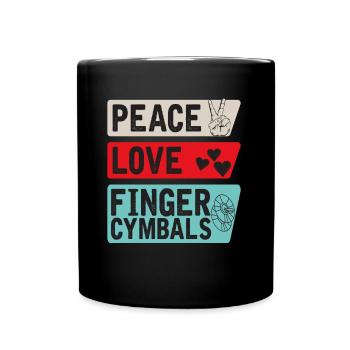Paix Amour Doigts Cymbales Danse du Ventre - Mug uni - noir - Devant