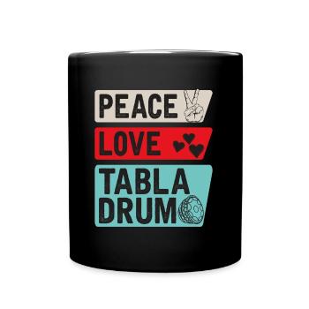 Peace Love Tabla Tambour Instrument de Musique - Mug uni - noir - Devant