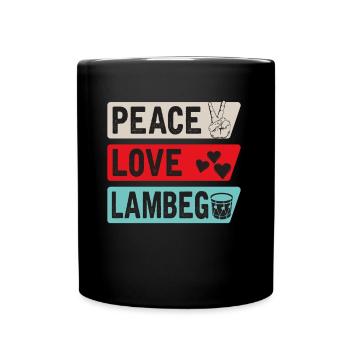 Peace Love Lambeg Instrument de musique de tambour - Mug uni - noir - Devant