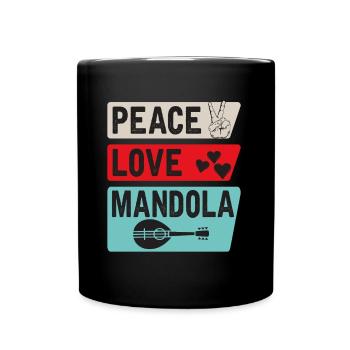 Peace Love Mandola Trombone Instrument - Full Colour Mug - black - Front