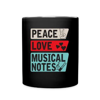 Peace Love Musical Notes Instrument - Tasse einfarbig - Schwarz - Vorne