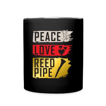 Peace Love Reed Pipe Musical Instrument - Tasse einfarbig - Schwarz - Vorne
