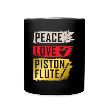 Peace Love Piston Flute Slide Whistle - Tasse einfarbig - Schwarz - Vorne