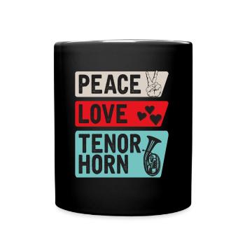Peace Love Tenor Horn Marching Band - Mug uni - noir - Devant