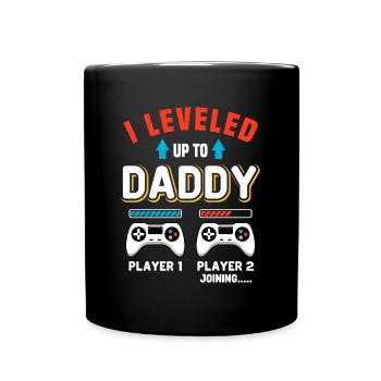 Zocker Dad Nachwuchs Joystick Level Up to Daddy - Tasse einfarbig - Schwarz - Vorne