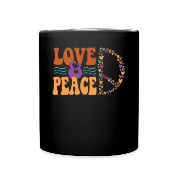Liebe Und Frieden - Tasse einfarbig - Schwarz - Vorne
