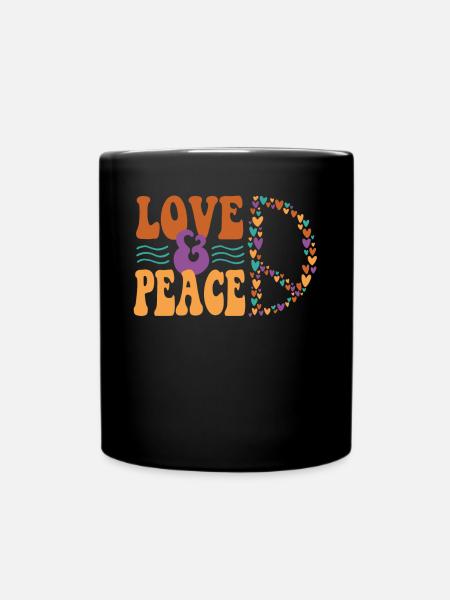 Love and Peace - Full Colour Mug - black