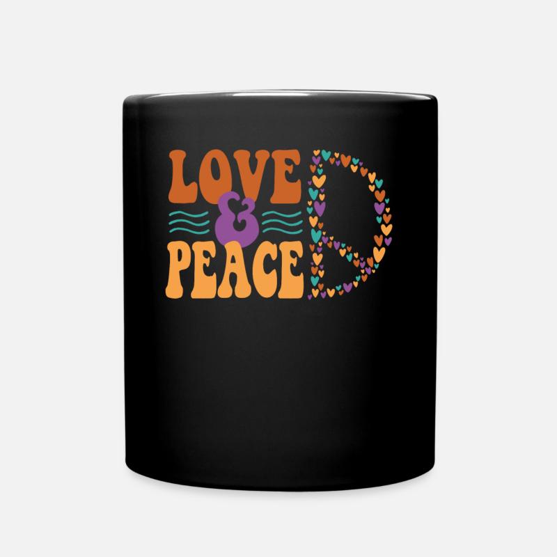 Liebe Und Frieden - Tasse einfarbig - Schwarz