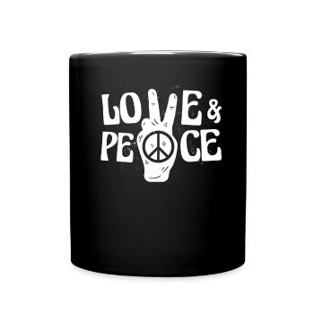 Liebe Und Frieden - Tasse einfarbig - Schwarz - Vorne