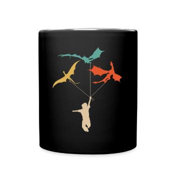 Funny Trendy Little Boy With Dragon - Full Colour Mug - black - Front