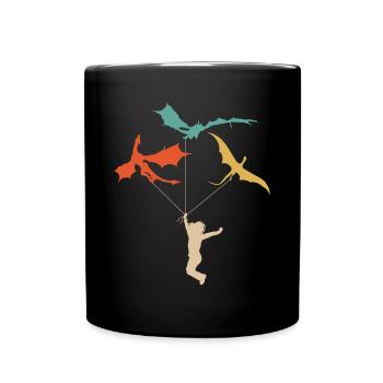 Lustiges Trendiges Kleines Mädchen Mit Drachen - Tasse einfarbig - Schwarz - Vorne