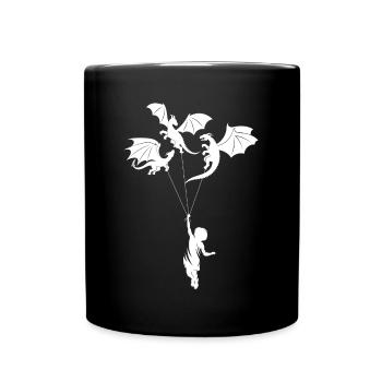Funny Trendy Little Boy With Dragon - Full Colour Mug - black - Front