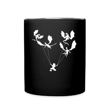 Funny Trendy Little Boy With Dragon - Full Colour Mug - black - Front