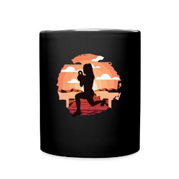 HIIT Fitness Frau - Tasse einfarbig - Schwarz - Vorne