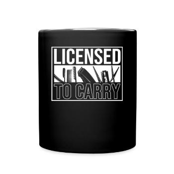 Licensed to wear, hairdresser, hair clipper - Full Colour Mug - black - Front