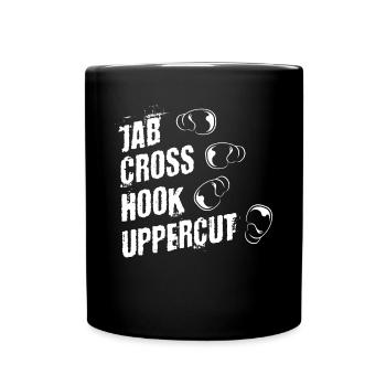 Boxing punches, boxers, upward hooks, hooks, jab - Full Colour Mug - black - Front
