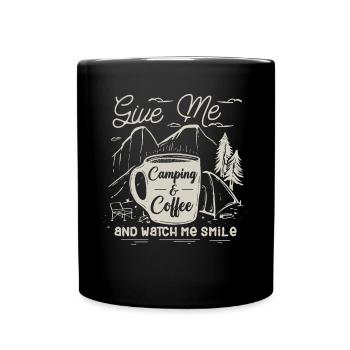 Camping et café, amateurs de plein air - Mug uni - noir - Devant