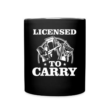 Licensed to wear, hairdresser, hair clipper - Full Colour Mug - black - Front