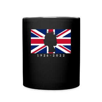Queen Elizabeth II UK Union Jack Flagge Königin - Tasse einfarbig - Schwarz - Vorne