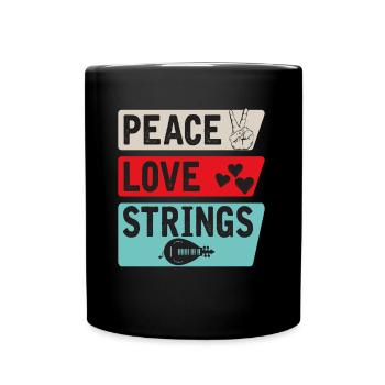 Peace Love Strings Acoustic Guitar Music - Tasse einfarbig - Schwarz - Vorne