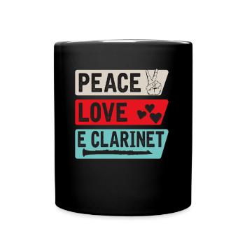Peace Love E Clarinet Musical Instrument - Tasse einfarbig - Schwarz - Vorne